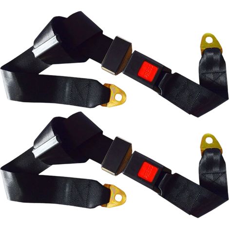 Ceinture De Sécurité 2 Points - Sangle Polyester Réglable - Pour Kart Tracteur Golf - Noir - Lot De 1 (1/5)