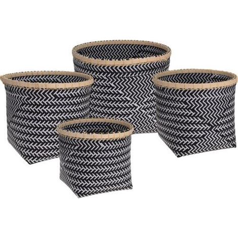 Set 4 cestas  bambu negro/blanco HZ1002910