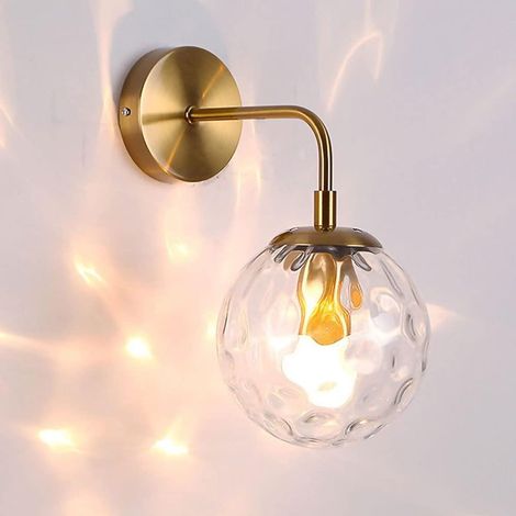 Wandleuchte mit kugelförmigem Wasserwellen-Effekt, goldfarbene Metall-Wandleuchte mit Glaskugelschirm, Wandleuchte für den Innenbereich, G45 LED (1/5)