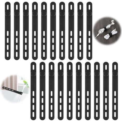 Lot de 20 serre-câbles en silicone réutilisables avec boucle de verrouillage, élastiques et réglables, pour câbles de chargeur et câbles électriques, idéal pour les voyages et la maison. (1/5)