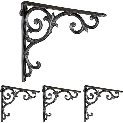 Staffe per mensole in ghisa vintage, set da 4