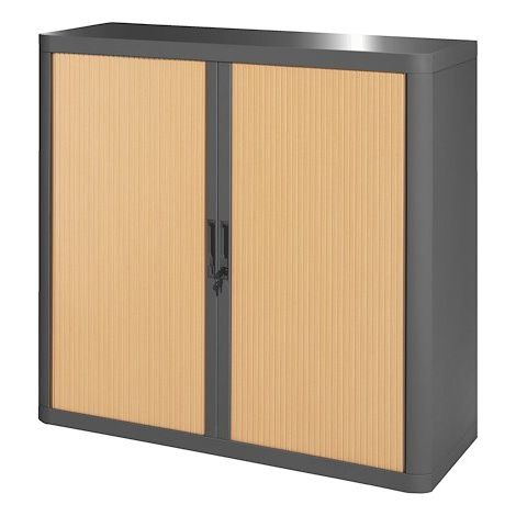 Armoire à rideaux démontable Easy Office H 100 cm corps anthracite rideaux hêtre