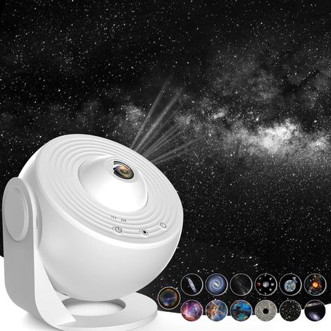 Projecteur de ciel étoilé, projecteur de planétarium, projecteur de ciel étoilé galaxie, plafonnier adulte, 12 disques, veilleuse rotative à 360° [BT] Blanc (1/5)