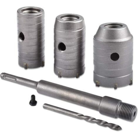 Sierra de corona, juego de sierras de corona de 30 mm, 40 mm, 50 mm, broca para hormigón con extensión de vástago de 350 mm (mango circular) (1/5)