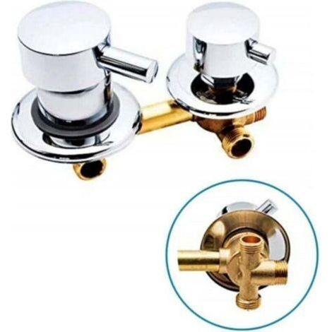 Wall-mounted brass shower faucet with water outlet, hot and cold water mixer, chrome-plated brass, screw-on or pipe-on (1/4)