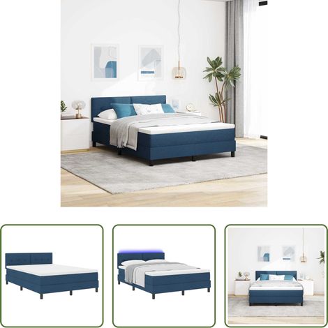 Matratze - Boxspringbett mit Matratze mit LED Blau 140 x 200 cm Stoff (1/5)