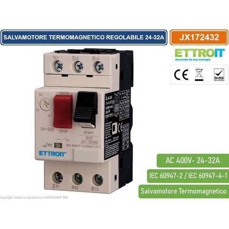 ETTROIT JX172432 SALVAMOTORE TERMOMAGNETICO REGOLABILE 24-32A TRIFASE GV2 PROTEZIONE MOTORE