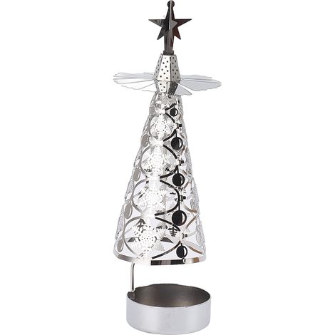 Porte-bougie rotatif tournant en argent flocon de neige, ensemble de chandeliers pour mariage romantique, fête de Noël, décoration de table élégante (1/5)
