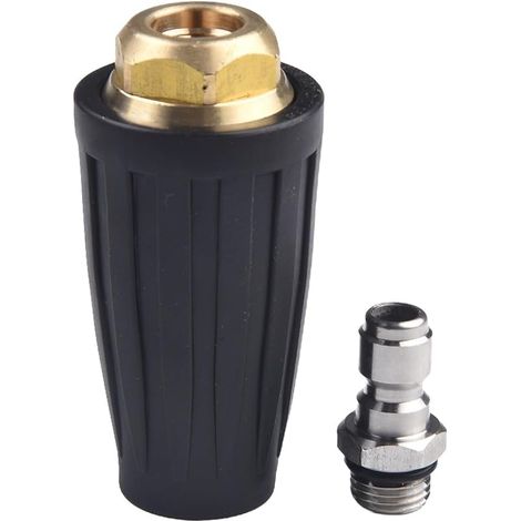 Buse turbo pour nettoyeur haute pression 4000 PSI 2,5 à 4 GPM 6,35 mm Connexion rapide, buse de pulvérisation rotative en laiton et acier inoxydable pour un nettoyage rapide de la brique, de la