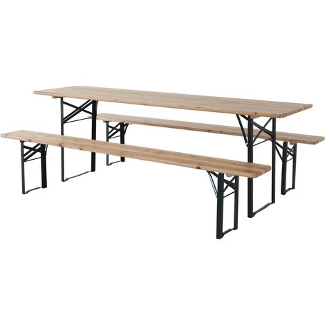 Bistrot-Gartentisch klappbar mit 2 Bänken "Lisbonne" - 218 x 59,5 x 75 cm - Braun
