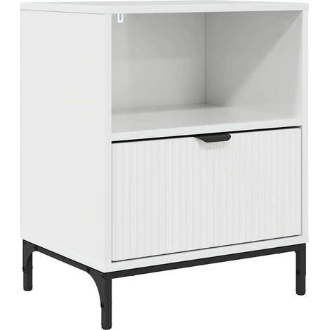 Mesa de Noche con cajón Blanco brillante 49 x 36 x 61 cm vidaXL