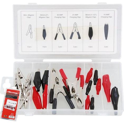 Neilsen 28pc Assorted Electrical DIY Crocodile Alligator Spring Clip Set