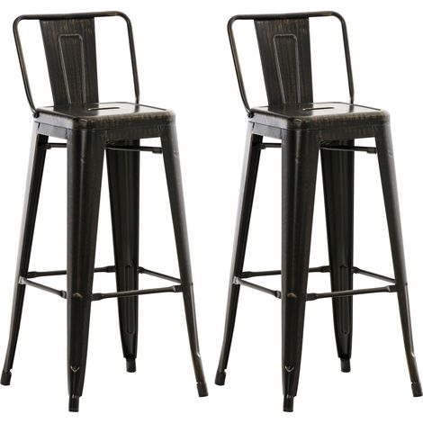 Set di 2 sgabelli da bar in metallo industriale con poggiapiedi colore nero invecchiato TDB10136