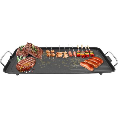 Barbecue elettrico 1500W, 68 x 28 x 7 cm, barbecue elettrico da tavolo per 1-6 persone, piano cottura antiaderente, griglie da tavolo per giardino, campeggio, viaggio, balcone