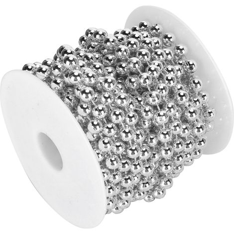 Guirlande de Perles en Plastique 8mm - Rouleau de 10m pour Décoration de Noël - Rideau Suspendu Argenté (1/5)
