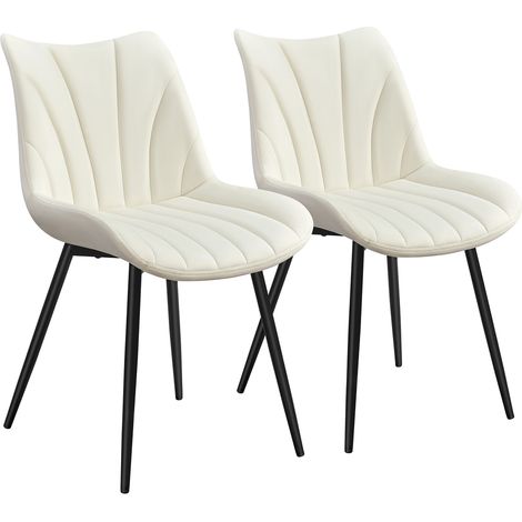 Yaheetech Lot de 2 Chaises de Salle à Manger avec Dossier, Chaise Cuisine Rétro, Assise en Velours et Pieds en Métal, Capacité 136kg, pour Salon, Chambre, Salle à Manger, Cuisine, Beige