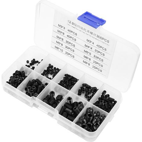 300-teiliges Set mit Innensechskantschrauben der Größen M3, M4, M5, M6 und M8 inklusive Aufbewahrungsbox (1/5)