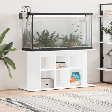Support pour aquarium blanc brillant, 120x40x60 cm, en bois composite.