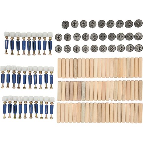 Set aus 3 15-mm-Exzenterverbindern, verstärkten Schrauben mit Muttern und Bolzen, robuste Befestigung für Möbelplatten, 3-in-1-Montagezubehör. (1/5)