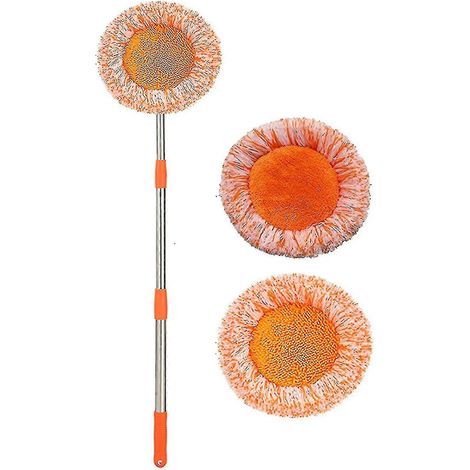 Balai nettoyant rotatif à 360° réglable 2022, extensible au mur, avec 2 têtes de rechange en microfibre réutilisables (1/5)