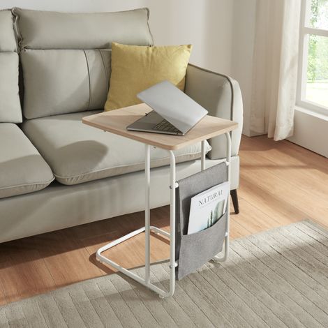 Laptoptisch Dyrøy 56x48x37cm Weiß/Eiche [en.casa]