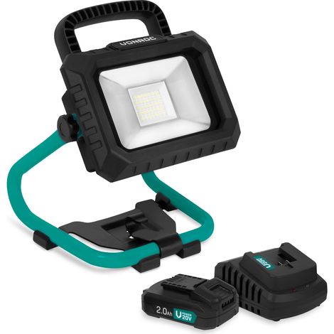 Kabellose LED-Arbeitsleuchte 20V - 1800 Lumen  Inklusive 2 x 2,0Ah-Akku und Schnellladegerät