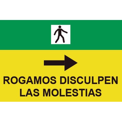 Señales Viales PVC Rogamos Disculpen Molestias flecha derecha 500 x 700 mm SEKURECO (1/2)