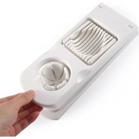 Coupe-œufs, séparateur d'œufs en acier inoxydable, coupe-œufs durs, séparateur d'œufs 2 en 1 (blanc)
