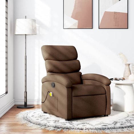 Fauteuil de Salon,Fauteuil de massage inclinable Marron Tissu CFW78506 (1/5)