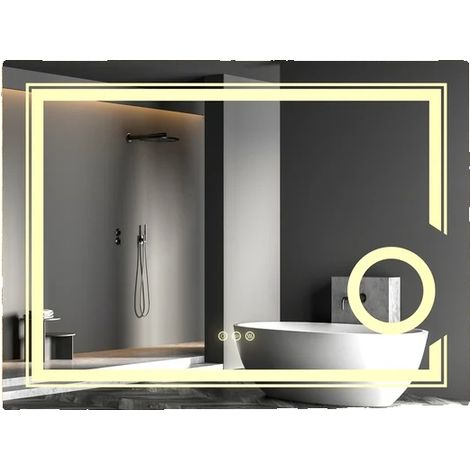 Miroir de salle de bain intelligent, éclairage LED, antibuée, 700 cm x 900 cm
