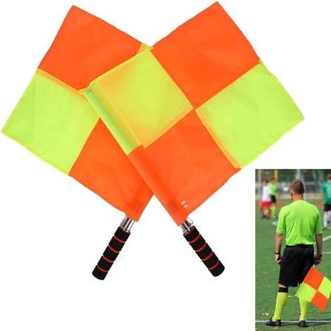 Pièces détachées - drapeaux d'arbitre de football - drapeau de juge de ligne - drapeau de patrouille avec poignée champignon - drapeaux d'arbitre sportifs rouges et jaunes imperméables avec sac de ran (1/5)
