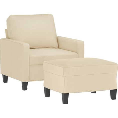 vidaXL Poltrona con Poggiapiedi Crema 60 cm in Tessuto (1/4)