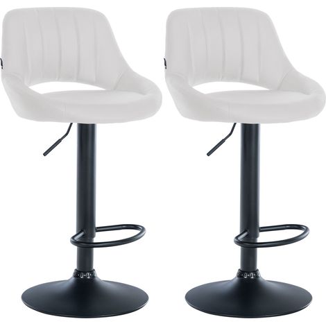 Set di 2 sgabelli da bar/seggioloni regolabili in PVC bianco con schienale traforato e base in metallo nero 100006491
