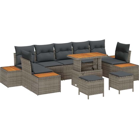 Maison Exclusive - Set Divano da Giardino con cuscino 10 pcs Grigio (1/5)