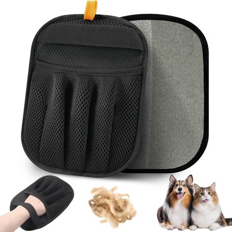 Gants de toilettage pour chiens et chats, brosse magique réutilisable, noirs (1/4)