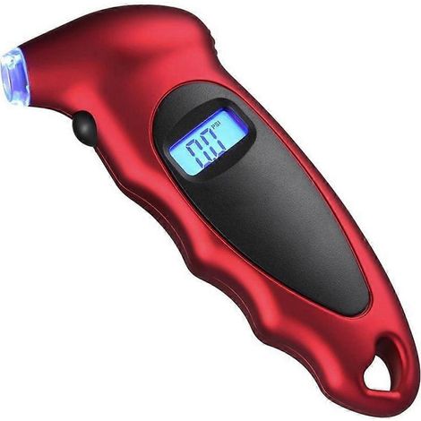 Manomètre numérique de pression des pneus de voiture, camion et moto, avec écran LCD, rouge. (1/5)