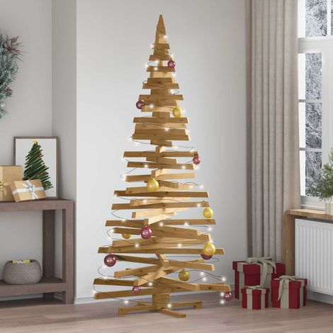 vidaXL Árboles de Navidad Marrón 210 cm Madera maciza de pino (1/5)