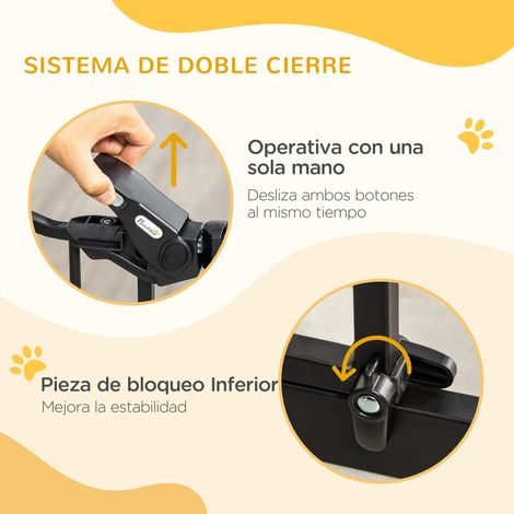 Barrière de sécurité extensible avec petite porte. fermeture automatique et double verrouillage. 74-80 x 76.2 cm. noire (1/5)