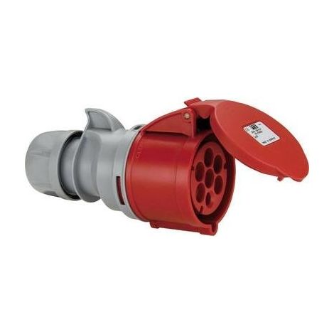 PCE 217-6V conector hembra CEE 7 polos rojo y gris