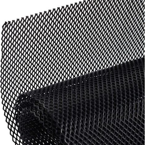 Grille de calandre de voiture en alliage d'aluminium 3x6mm grille de corps pare-chocs rhombique gril universel,noir (1/4)