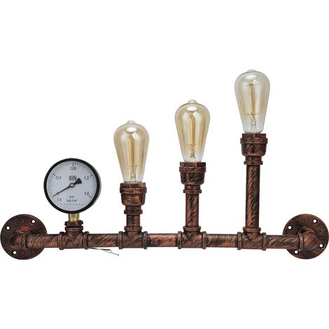 Wandleuchte 3 rustikale Steampunk-Wasserrohrleuchten im Industriestil, E27 220V Eisen (1/5)
