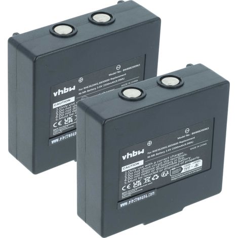 vhbw 2x Akku Ersatz für Abitron KH68300990, EX2-22 für Industrie-Funkfernsteuerung Fernbedienung (2500 mAh, 3,6 V, NiMH) - Schwarz