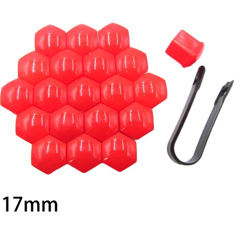 Lot de 20 vis de roue universelles 17mm, écrous de pneu décoratifs protecteurs rouges pour voiture (1/4)