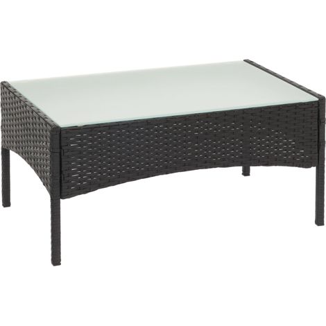 Poly-Rattan Gartentisch Hamar, Beistelltisch Tisch mit Glasplatte anthrazit (1/5)