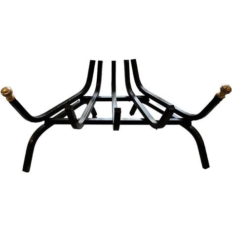 BRUCIALEGNA ANGOLARE CON POMELLI IN OTTONE IN FERRO BATTUTO VERNICIATO 40 CM