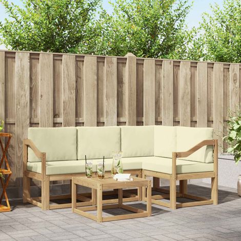 vidaXL Outdoor-Sofagarnitur 5 Stk. Weiß und Creme (1/5)