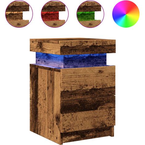 Mesitas de noche con LED 2 uds madera envejecida 35x39x55 cm vidaXL