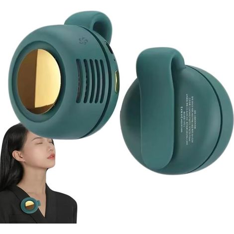 1 PCS 3 vitesses (Vert) Petit ventilateur tourbillon à pince pour la taille et le cou,Mini ventilateur portable silencieux sans pales à clipser,ventilateur à clipser rechargeable par USB pour chemise (1/5)