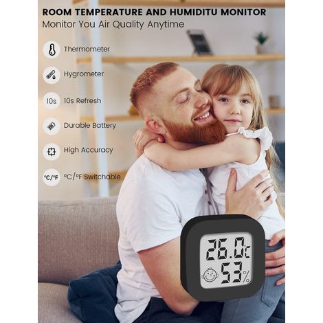 Termometro igrometro digitale per interni, Pitasha Mini termoigrometro ad alta precisione con display comfort e ℃/℉ selezionabile per soggiorno, magazzino, cameretta per bambini, spogliatoio (2) (1/4)