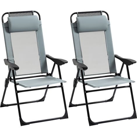 Set aus 2 klappbaren Gartenstühlen mit Armlehnen und 5-fach verstellbarer Rückenlehne